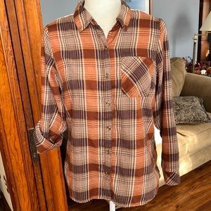 Cotton Blend Plaid Shirt Sz S